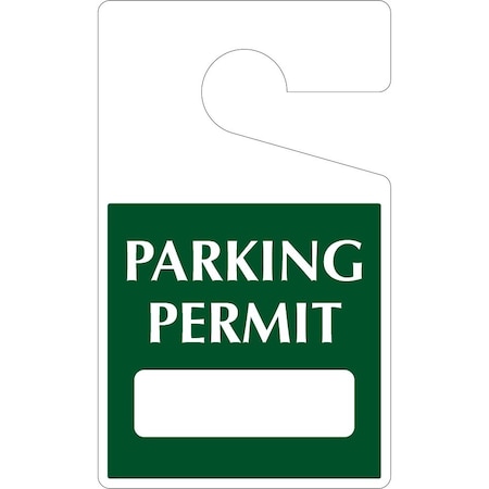 Lustre-Cal Laminated Hanging Parking Permit Green 5in x 3in 30mil Plastic 1 Blank No Pad, 50PK 253343301G0000